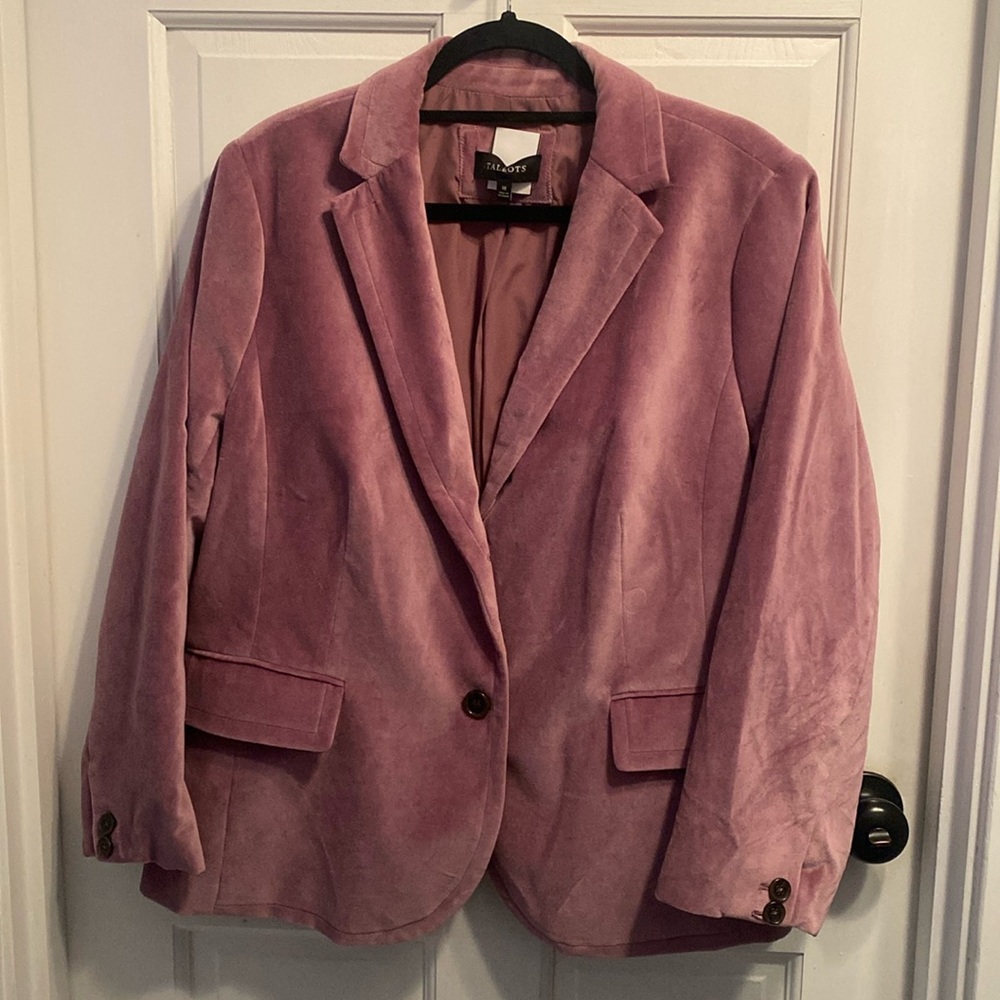 Talbots Mauve Purple Pink Velvet Blazer size 18 Women’s